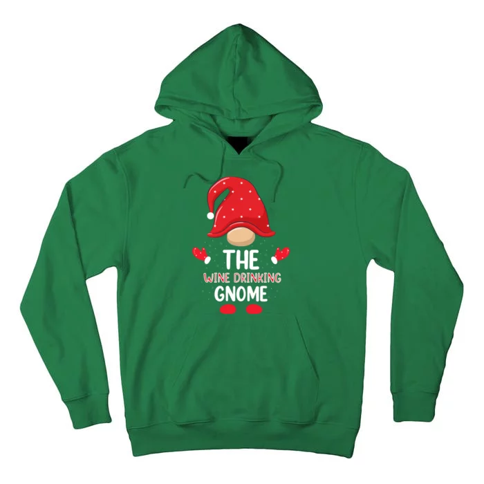 Funny Wine Drinking Gnome Funny Matching Family Christmas Gnome Wine Lover Gift Tall Hoodie