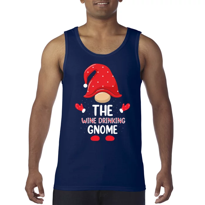 Funny Wine Drinking Gnome Funny Matching Family Christmas Gnome Wine Lover Gift Tank Top