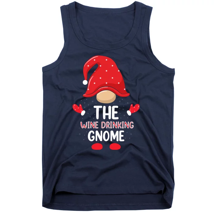 Funny Wine Drinking Gnome Funny Matching Family Christmas Gnome Wine Lover Gift Tank Top