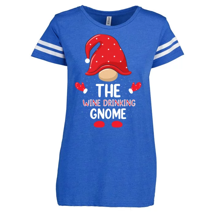 Funny Wine Drinking Gnome Funny Matching Family Christmas Gnome Wine Lover Gift Enza Ladies Jersey Football T-Shirt