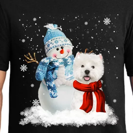 Funny Westie Dog Christmas Snow Christmas Pajama Gift Pajama Set