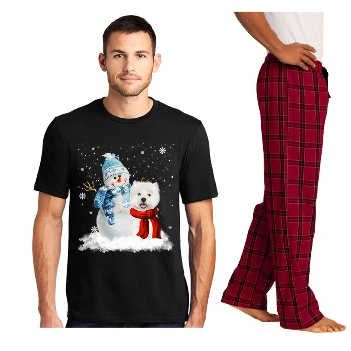 Funny Westie Dog Christmas Snow Christmas Pajama Gift Pajama Set