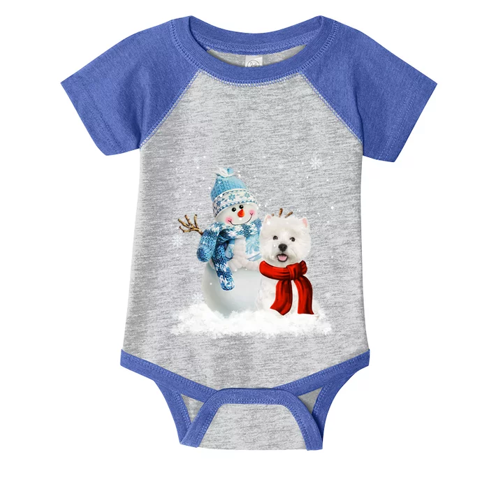 Funny Westie Dog Christmas Snow Christmas Pajama Gift Infant Baby Jersey Bodysuit