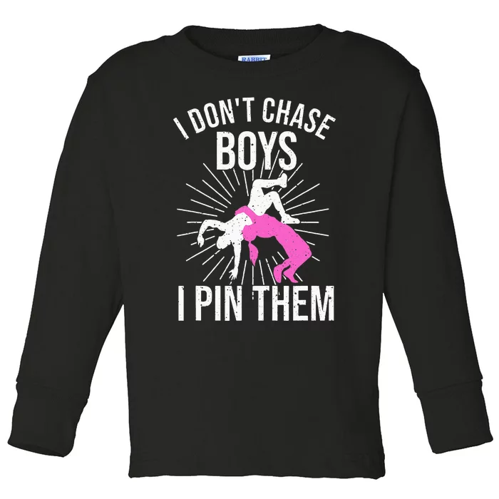 Funny Wrestling Designs For Women Wrestle Athlete Fans Toddler Long Sleeve Shirt