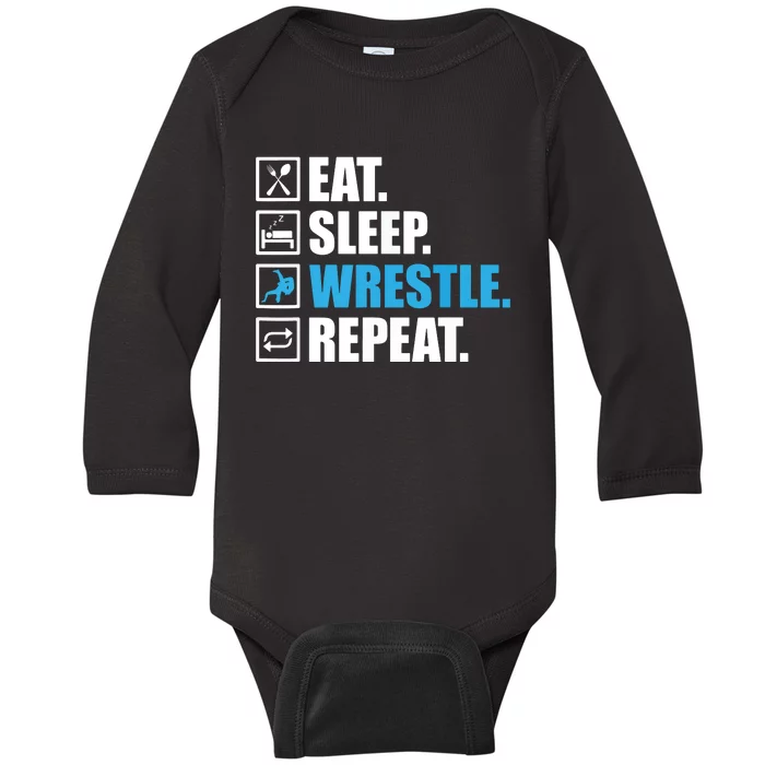 Funny Wrestling Designs For Wrestle Athlete Fans Baby Long Sleeve Bodysuit