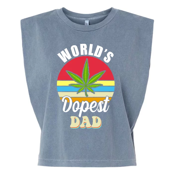 Funny World's Dopest Dad Funny Marijuana Retro Garment-Dyed Women's Muscle Tee