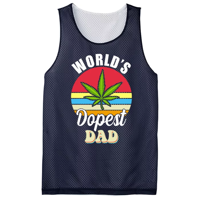 Funny World's Dopest Dad Funny Marijuana Retro Mesh Reversible Basketball Jersey Tank