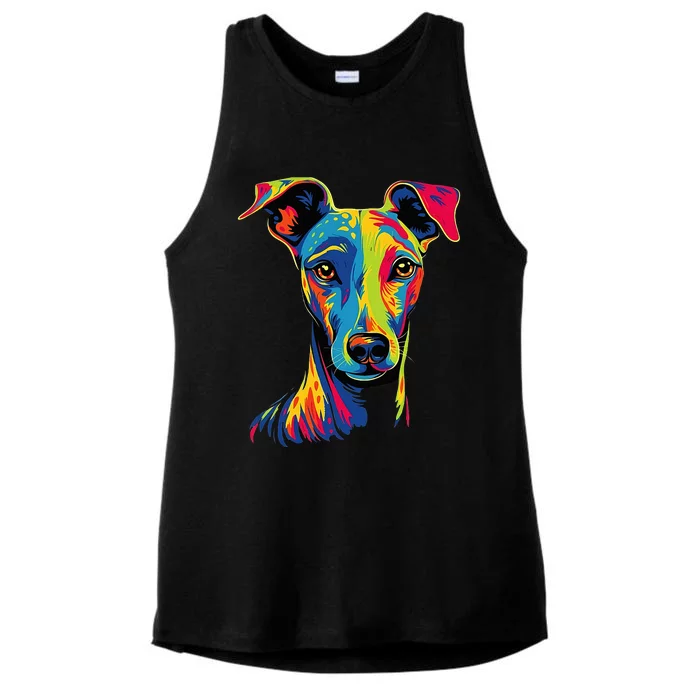 Funny Whippet Dog Mom or Dad Colorful Puppy Art Lover Black Ladies Tri-Blend Wicking Tank