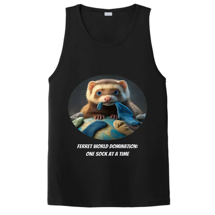 Ferret World Domination One Sock At A Time Premium Performance Tank