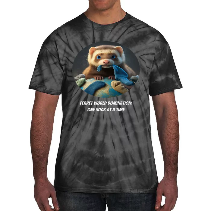 Ferret World Domination One Sock At A Time Premium Tie-Dye T-Shirt