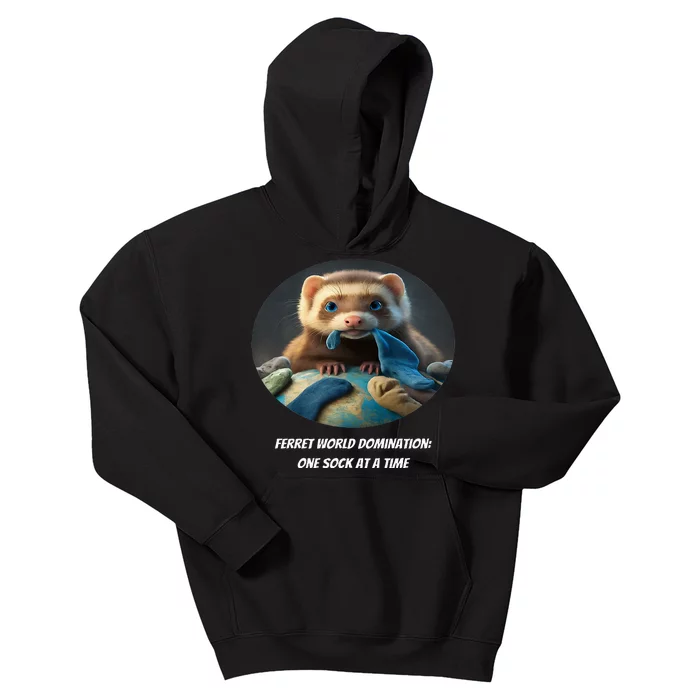 Ferret World Domination One Sock At A Time Premium Kids Hoodie