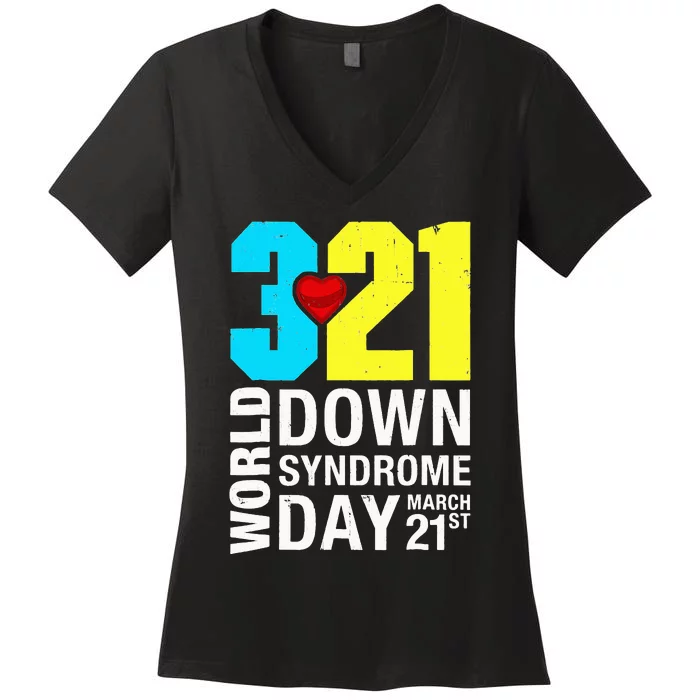 Funny World Down Syndrome Day March 21st Women's V-Neck T-Shirt