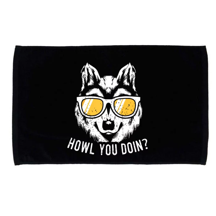 Funny Wolf Design Howl You Doin Wolves Microfiber Hand Towel