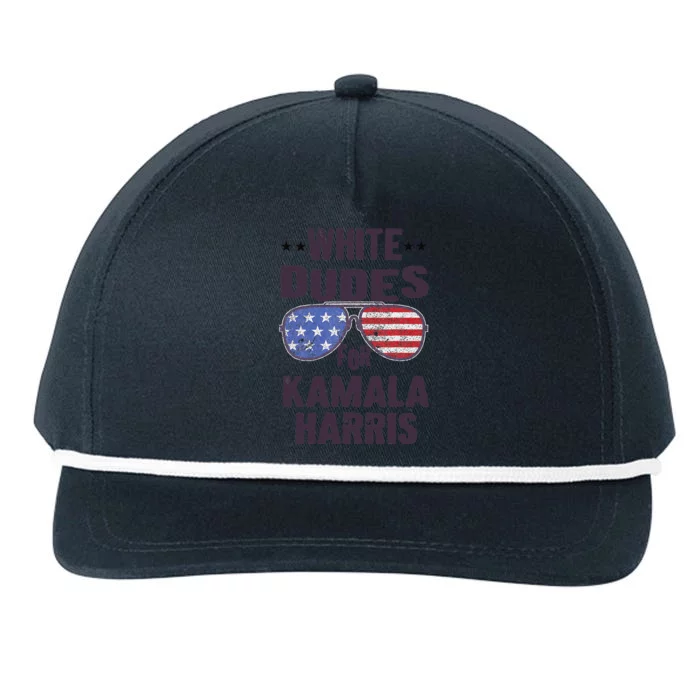 Funny White Dudes For Kamala Harris Sunglasses Usa Snapback Five-Panel Rope Hat