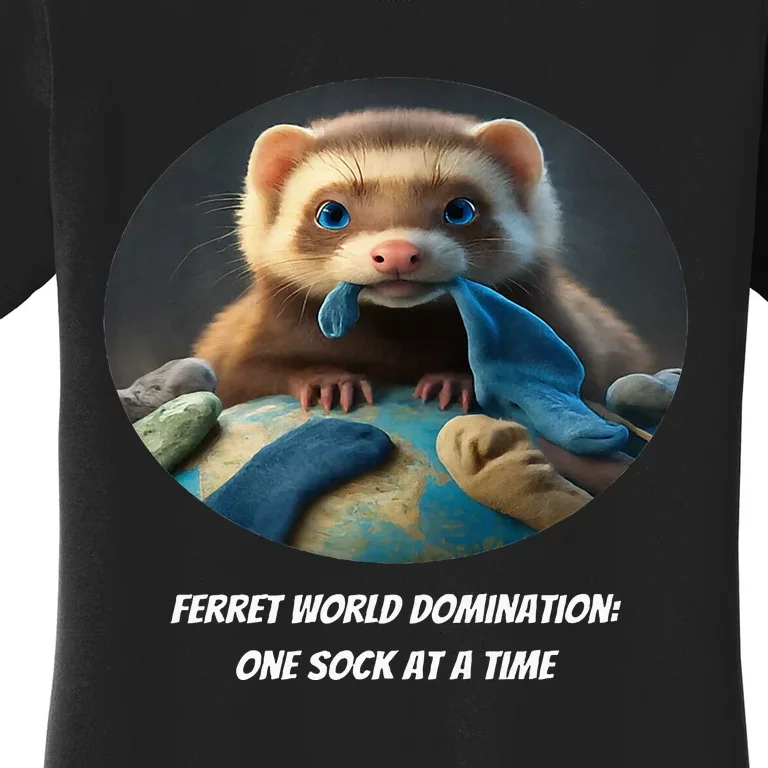 Ferret World Domination One Sock At A Time Women's T-Shirt