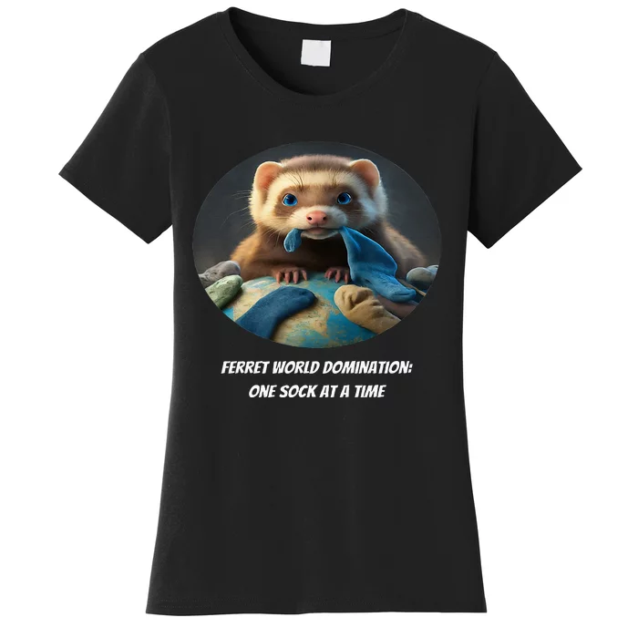 Ferret World Domination One Sock At A Time Women's T-Shirt