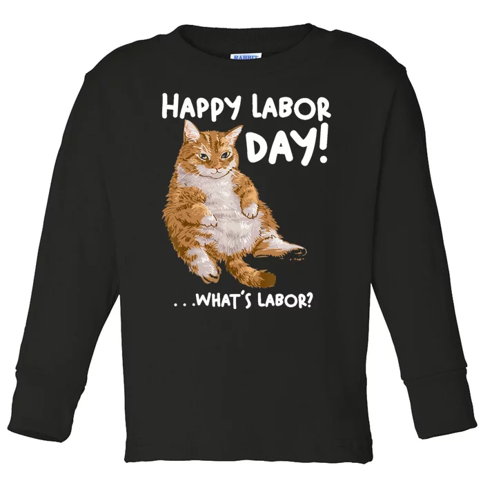 Funny Working Day Cat For Men And Women Toddler Long Sleeve Shirt