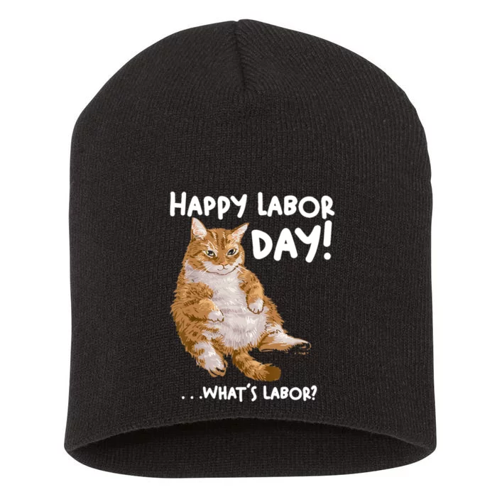 Funny Working Day Cat For Men And Women Short Acrylic Beanie