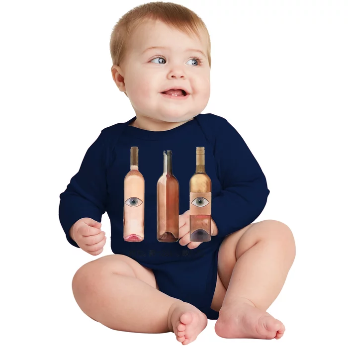 Funny Wine Drinking Baby Long Sleeve Bodysuit