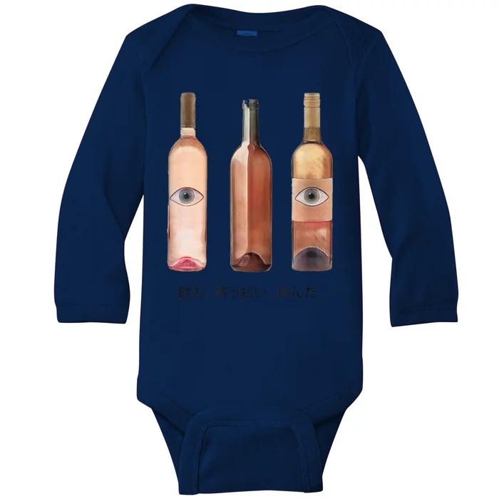 Funny Wine Drinking Baby Long Sleeve Bodysuit