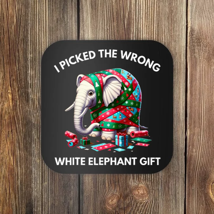 Funny White Elephant Gift Wrapped Elephant Dumb Gift Coaster