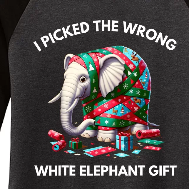 Funny White Elephant Gift Wrapped Elephant Dumb Gift Women's Tri-Blend 3/4-Sleeve Raglan Shirt