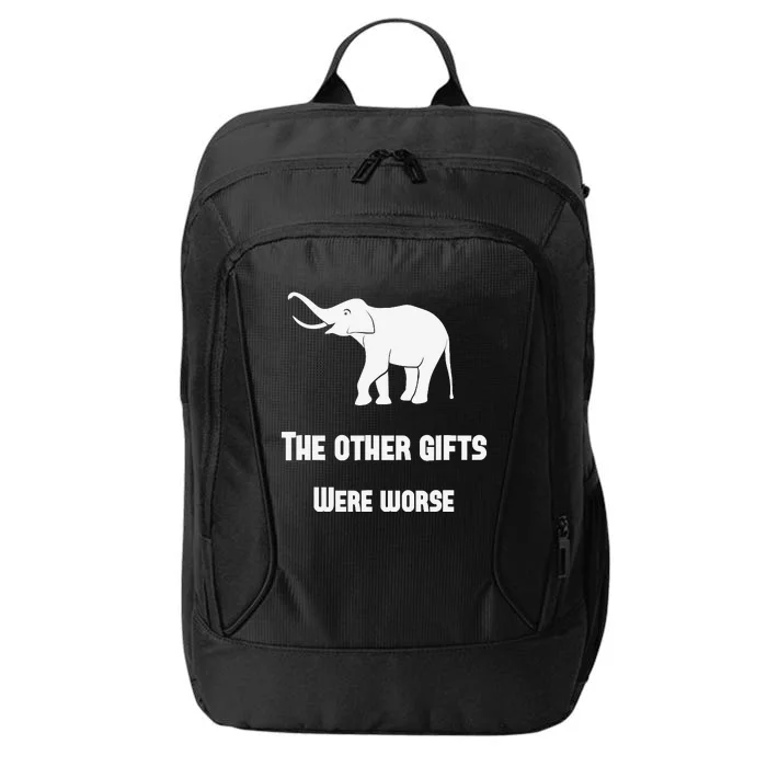 Funny White Elephant Gift City Backpack