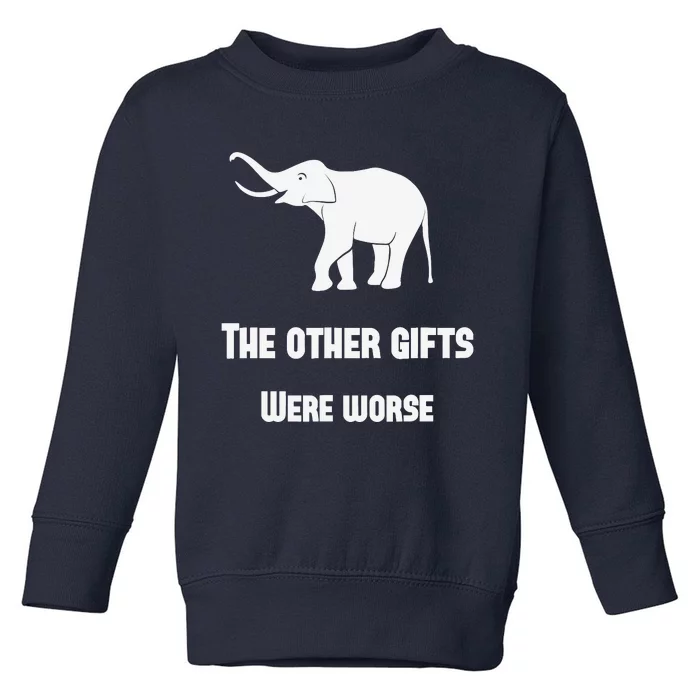 Funny White Elephant Gift Toddler Sweatshirt