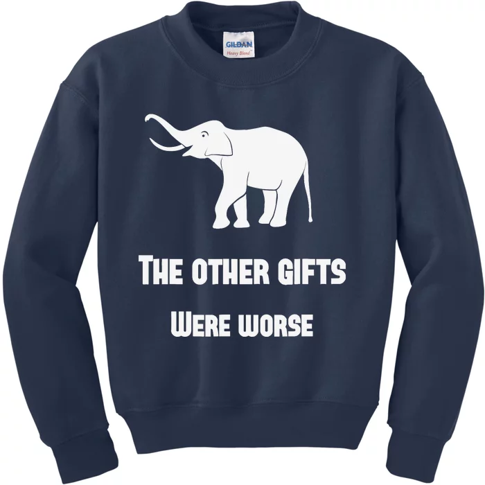 Funny White Elephant Gift Kids Sweatshirt