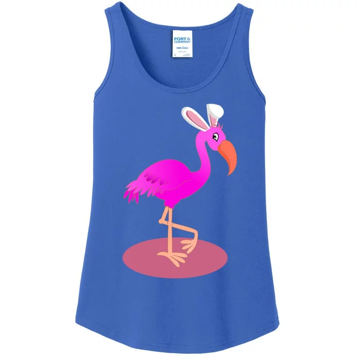 Flamingo With Easter Bunny Ears Cute Pink Bird Lover Gift Ladies Essential Tank