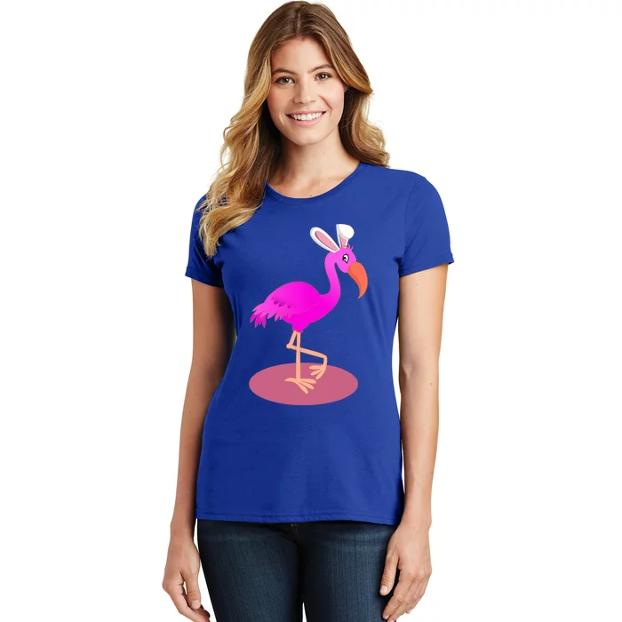 Flamingo With Easter Bunny Ears Cute Pink Bird Lover Gift Women's T-Shirt