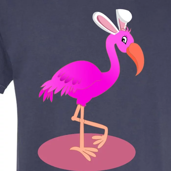 Flamingo With Easter Bunny Ears Cute Pink Bird Lover Gift Garment-Dyed Heavyweight T-Shirt