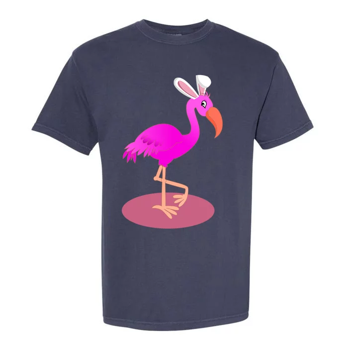 Flamingo With Easter Bunny Ears Cute Pink Bird Lover Gift Garment-Dyed Heavyweight T-Shirt