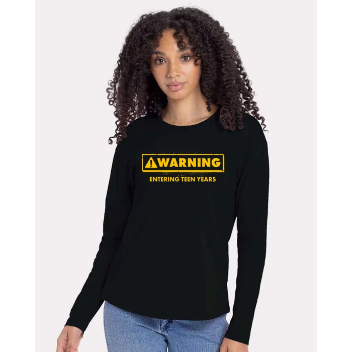 Funny Warning Entering Teen Years Womens Cotton Relaxed Long Sleeve T-Shirt