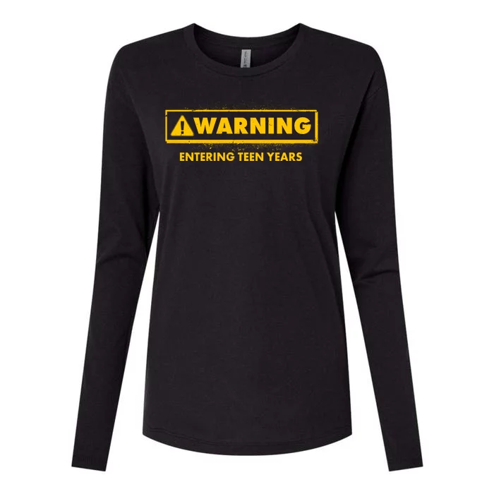 Funny Warning Entering Teen Years Womens Cotton Relaxed Long Sleeve T-Shirt