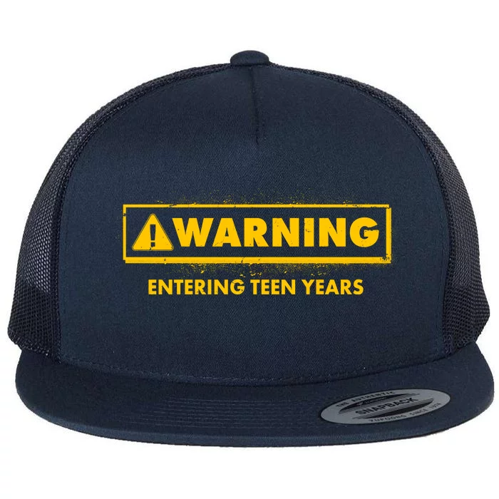 Funny Warning Entering Teen Years Flat Bill Trucker Hat