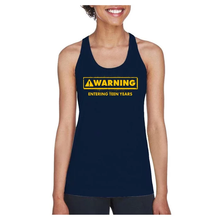 Funny Warning Entering Teen Years Women's Racerback Tank