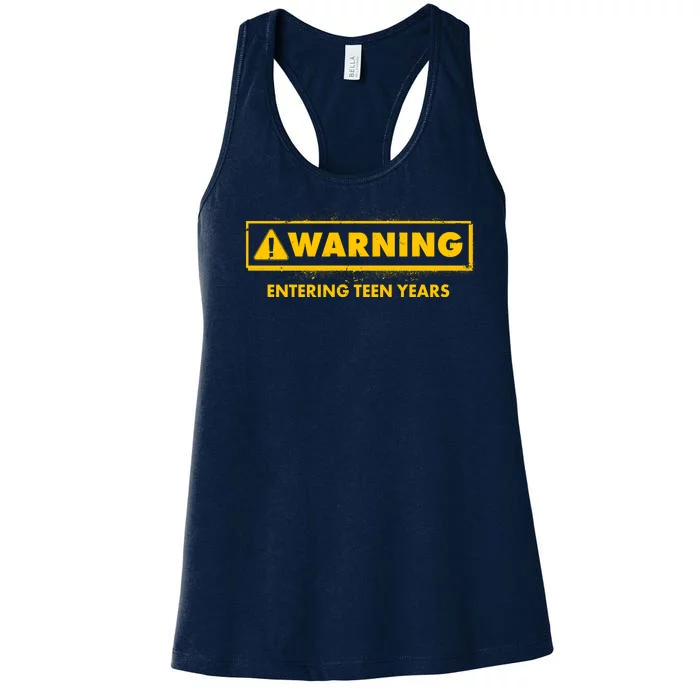 Funny Warning Entering Teen Years Women's Racerback Tank