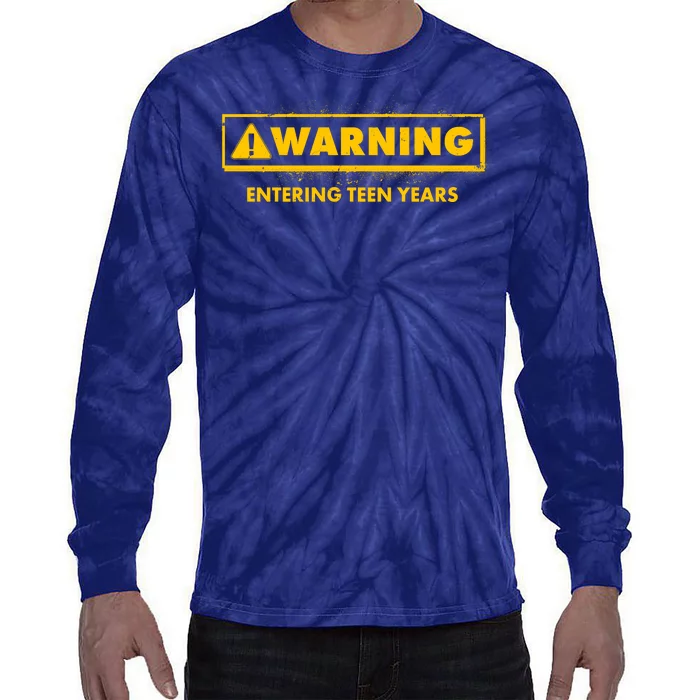 Funny Warning Entering Teen Years Tie-Dye Long Sleeve Shirt