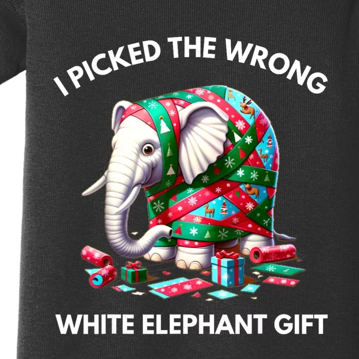 Funny White Elephant Gift Wrapped Elephant Dumb Gift Baby Bodysuit