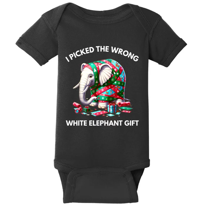 Funny White Elephant Gift Wrapped Elephant Dumb Gift Baby Bodysuit