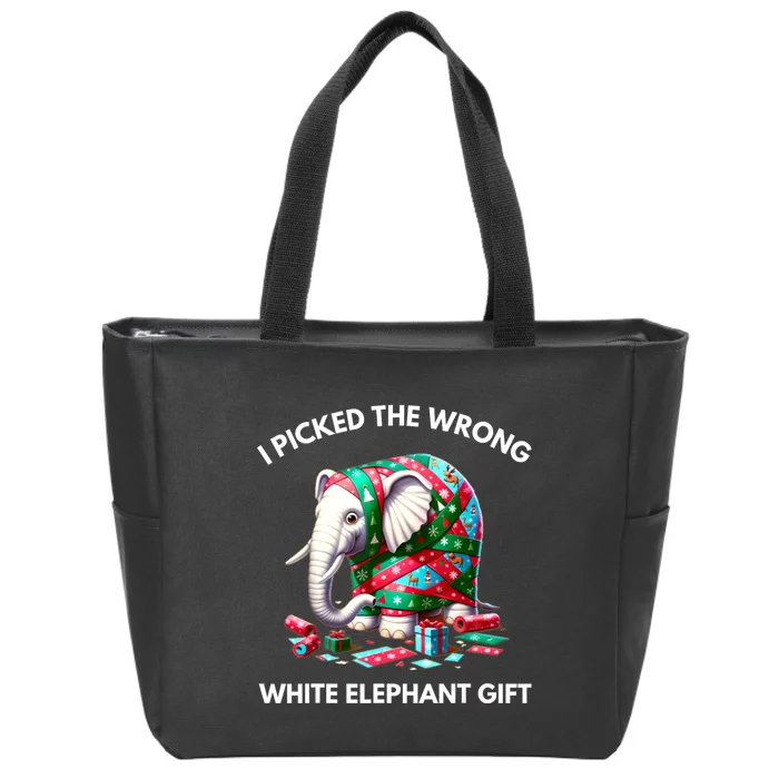 Funny White Elephant Gift Wrapped Elephant Dumb Gift Zip Tote Bag