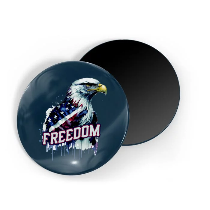 Freedom Watercolor Eagle With American Flag Magnet