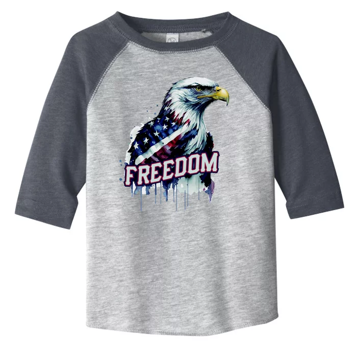 Freedom Watercolor Eagle With American Flag Toddler Fine Jersey T-Shirt