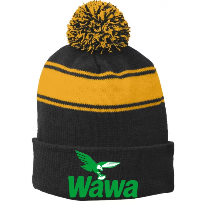 Funny Wawa Eagle Philadelphia Football Fan Stripe Pom Pom Beanie