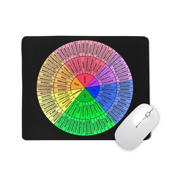 Feelings Wheel Emotion Chart Mental Health Therapy Chart Mousepad