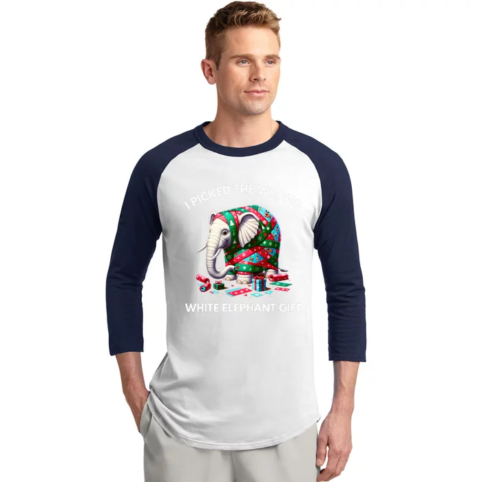 Funny White Elephant Gift Wrapped Elephant Dumb Gift Baseball Sleeve Shirt