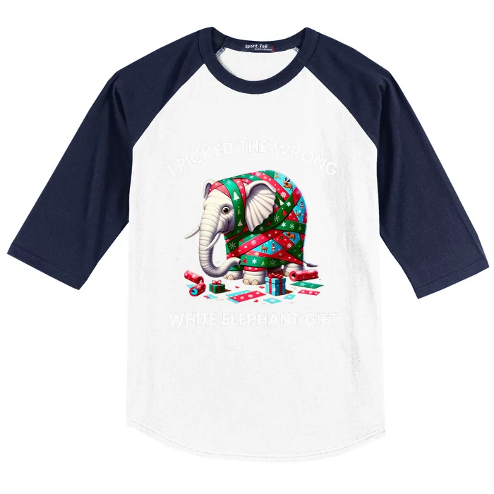 Funny White Elephant Gift Wrapped Elephant Dumb Gift Baseball Sleeve Shirt