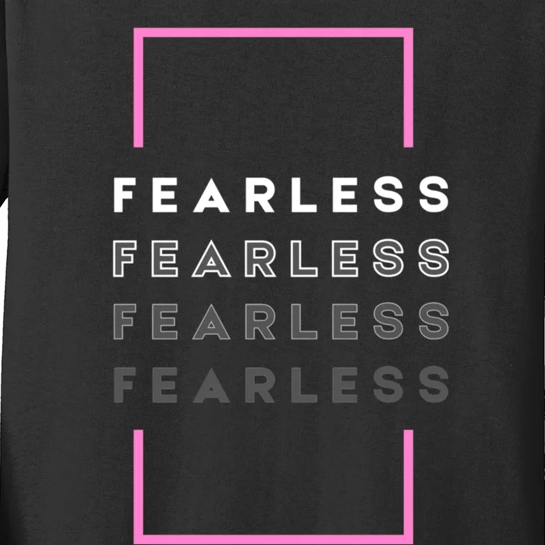 Fearless Woman. Empowering Courage. Ringless Not Worthless Kids Long Sleeve Shirt