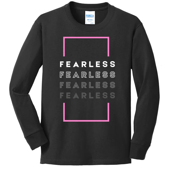 Fearless Woman. Empowering Courage. Ringless Not Worthless Kids Long Sleeve Shirt